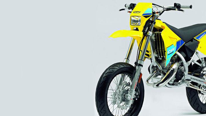 CPI Supermoto 50 in Yellow Front Side Pose